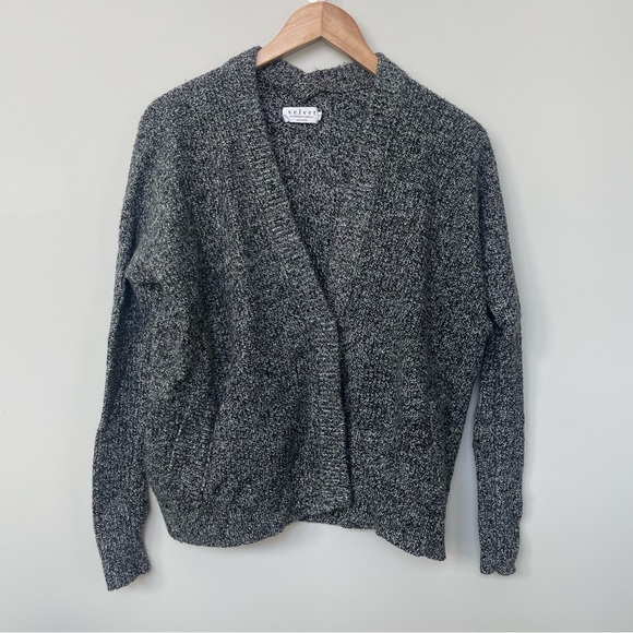 Velvet by Graham & Spencer Sweaters - velvet Graham & Spencer | Marled One Button Wool Cashmere Blend Front Sweater